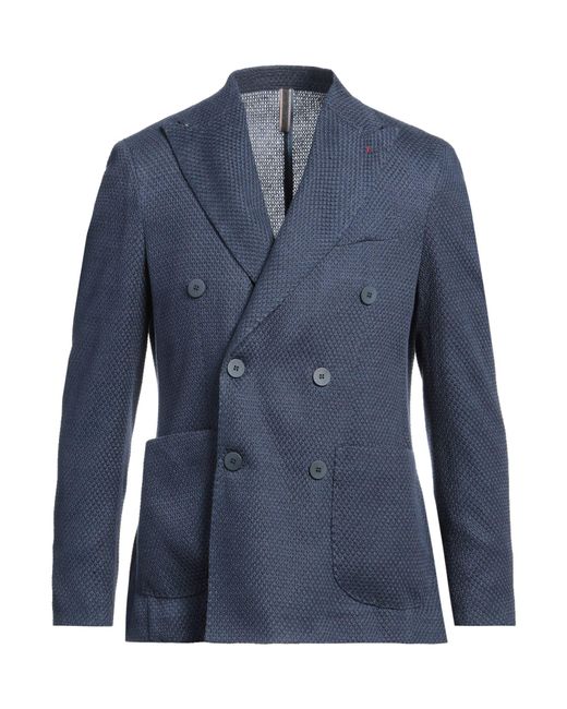 MULISH Blue Blazer Linen, Polyester for men