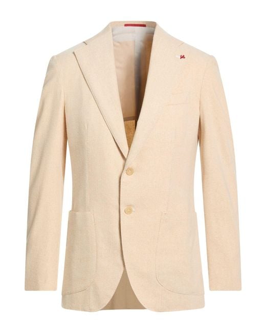 Isaia Natural Blazer Wool, Silk, Polyamide, Elastane for men