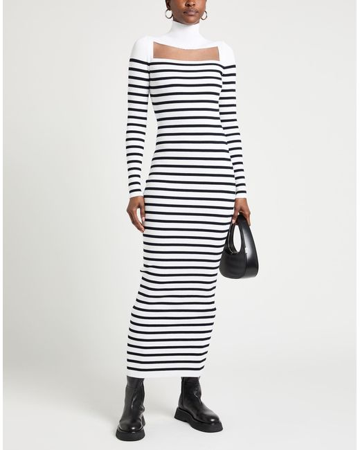 Jean Paul Gaultier White Maxi Dress Viscose, Polyester, Polyamide, Elastane