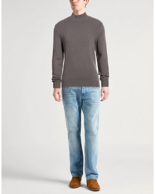 Fedeli Gray Turtleneck Virgin Wool, Cashmere for men