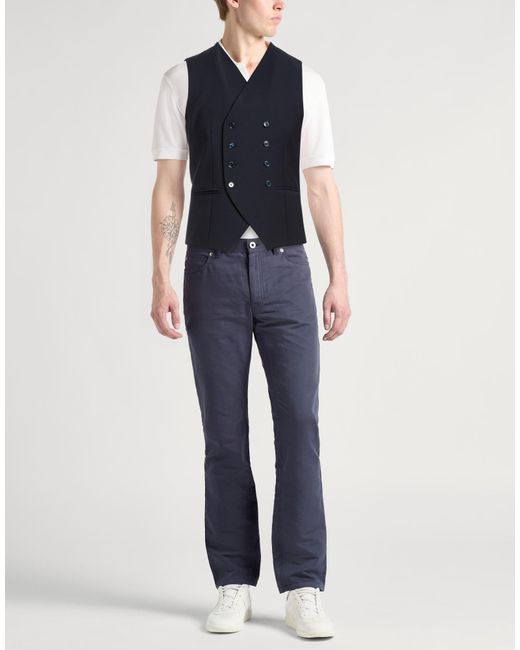 Daniele Alessandrini Blue Tailored Vest Wool, Polyester, Elastane for men