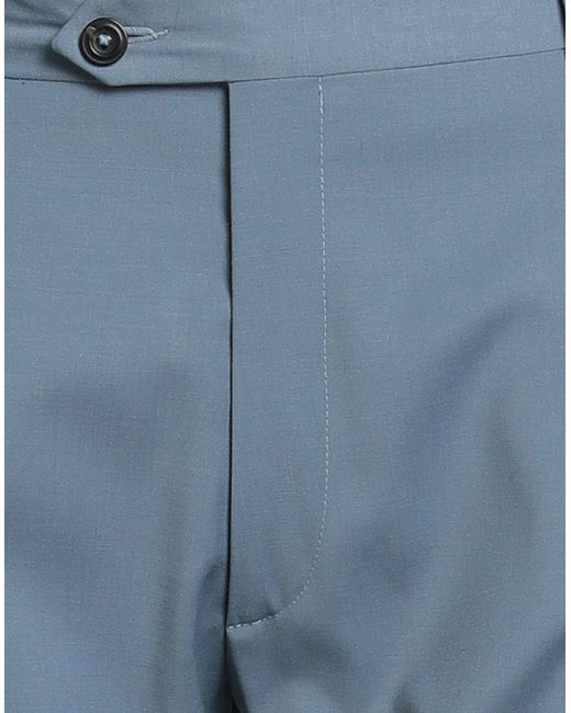 Messagerie Blue Pants Polyester, Wool, Elastane for men