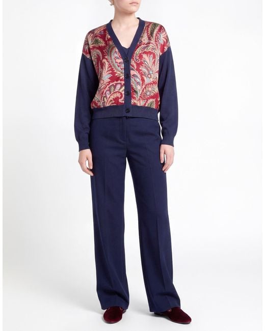 Etro Blue Cardigan Silk, Viscose, Nylon, Cotton
