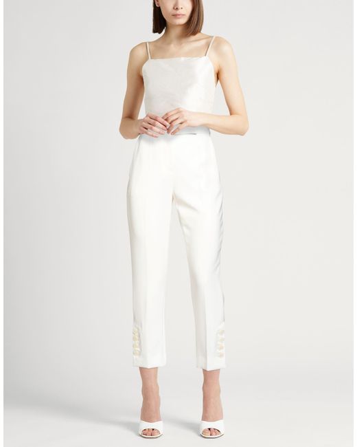 Max Mara White Pants Triacetate, Polyester