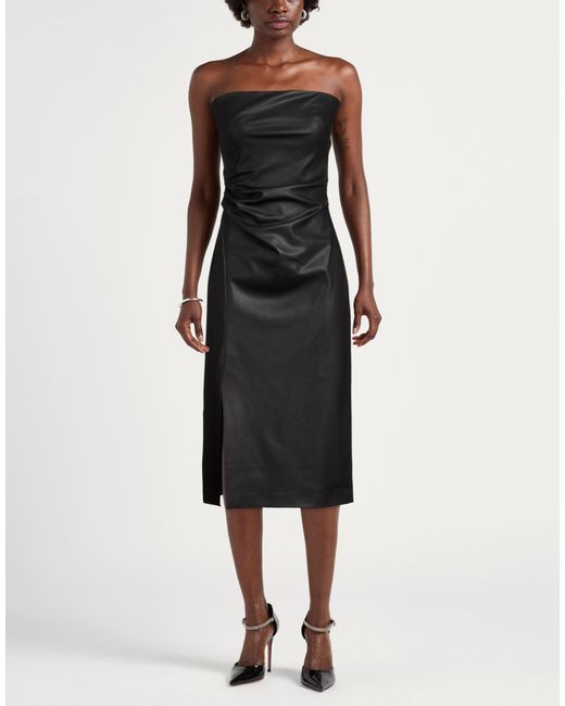 Ottod'Ame Black Midi Dress Polyurethane, Polyester