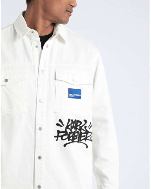 Karl Lagerfeld White Denim Shirt for men