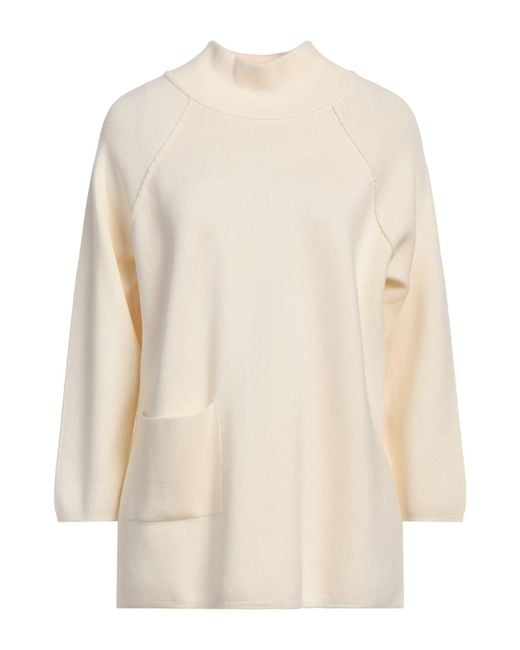 Gran Sasso White Cream Turtleneck Virgin Wool