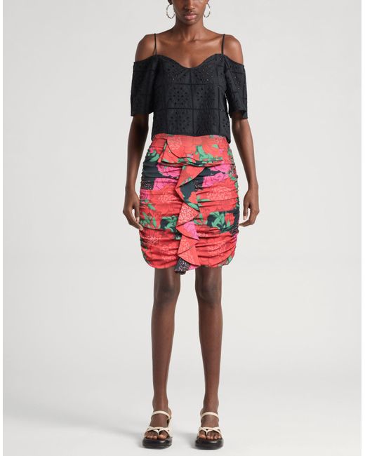 Odi Et Amo Red Mini Skirt Polyester, Elastane