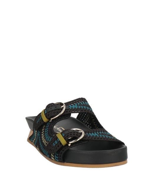 Ferragamo Green Sandals Textile Fibers