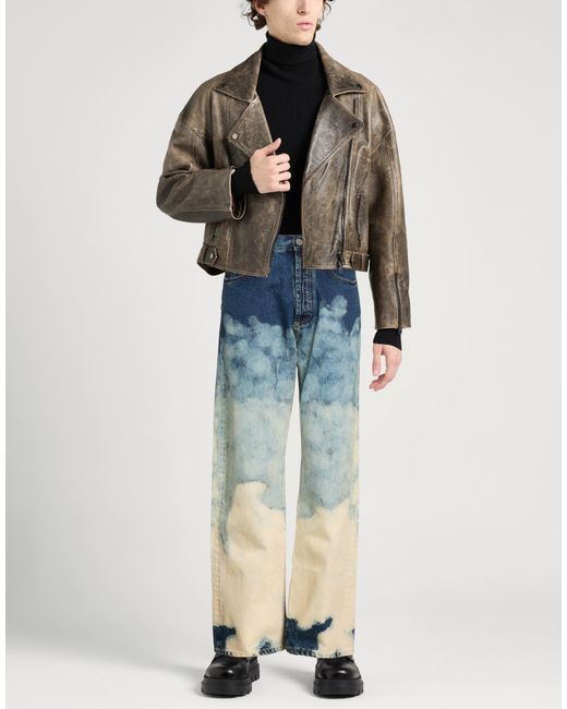 Palm Angels Blue Jeans Cotton, Leather for men