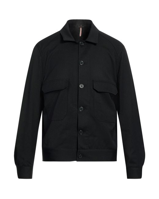 Santaniello Black Jacket Polyester, Wool, Elastane for men