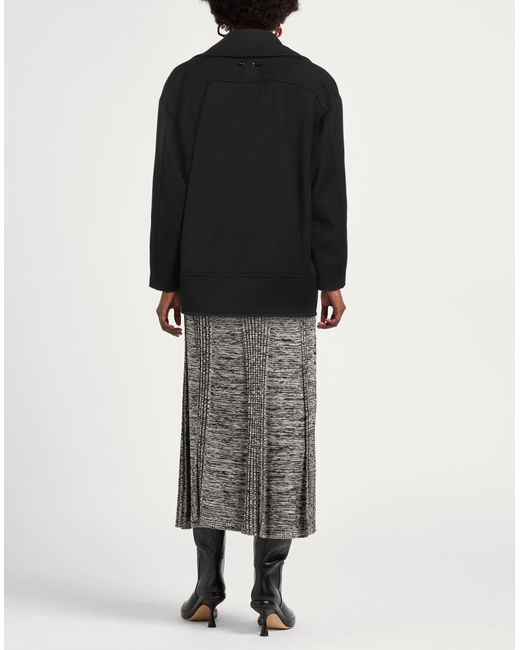 Patrizia Pepe Black Coat Cotton, Polyester, Virgin Wool