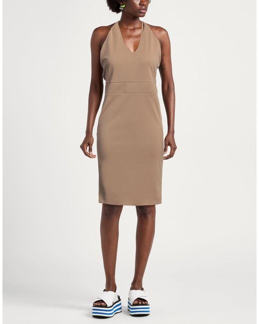 Siste's Natural Camel Mini Dress Polyester, Elastane