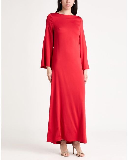 By Malene Birger Red Maxi Dress Viscose, Elastane
