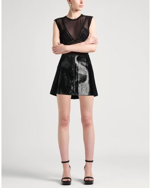 Courreges Black Mini Skirt Cotton, Polyurethane, Elastane