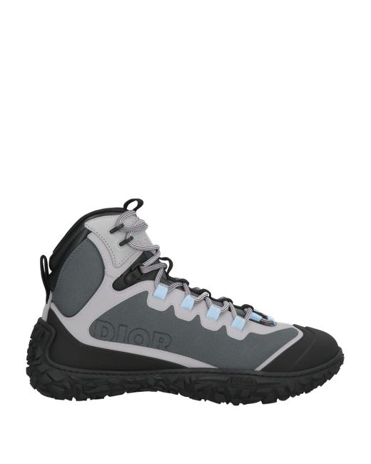 Dior Gray Ankle Boots Leather, Textile Fibers
