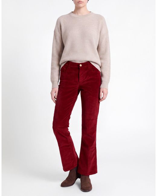 RE_HASH Red Burgundy Pants Cotton, Lyocell, Elastane