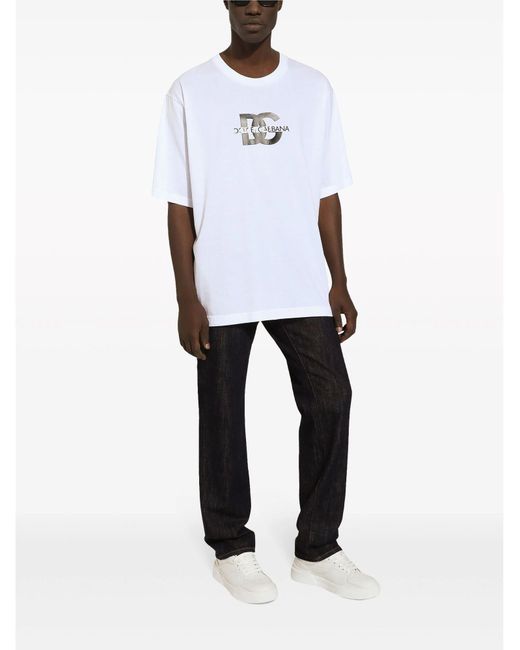Short-sleeved T-shirt with DG logo print Dolce & Gabbana de hombre de color White
