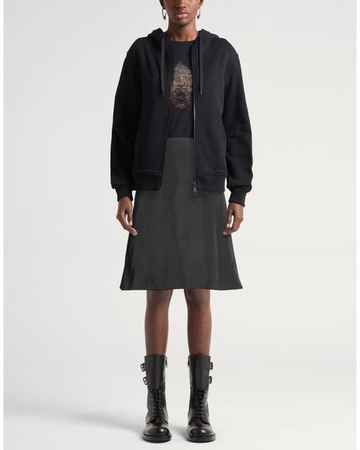McQueen Black Midi Skirt Polyester, Silk