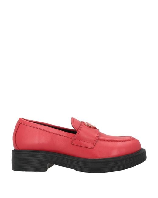 Love Moschino Red Loafers Calfskin