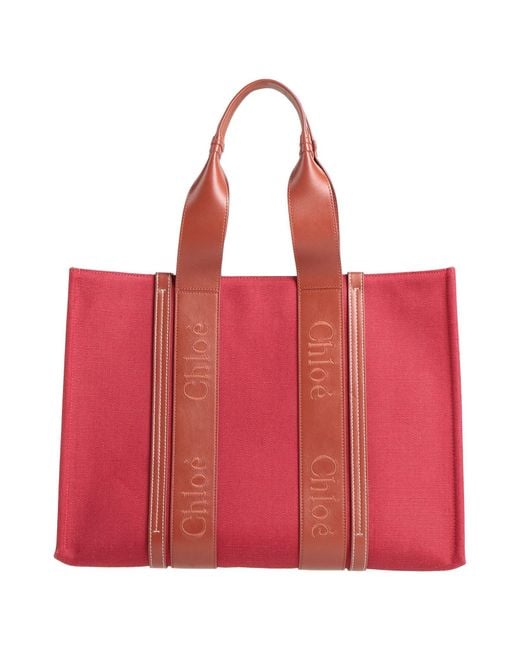 Chloé Red Handbag Textile Fibers, Leather