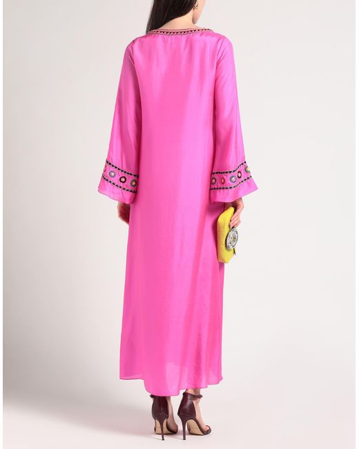 Muzungu Sisters Pink Fuchsia Maxi Dress Silk
