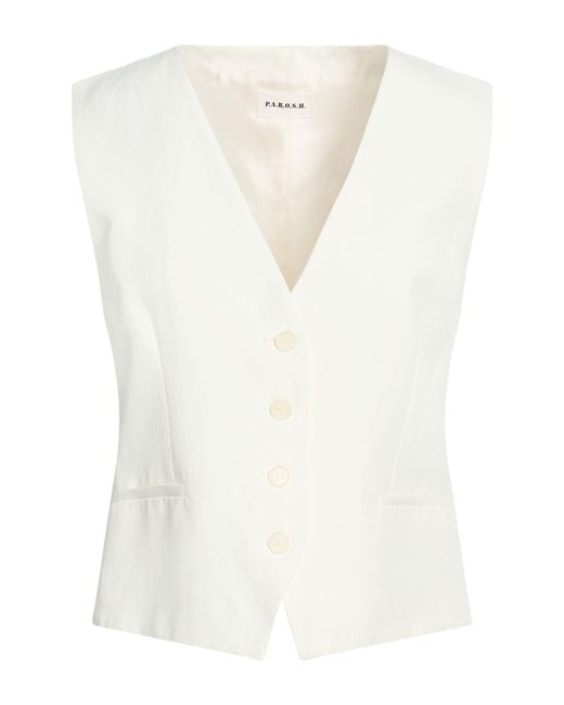 P.A.R.O.S.H. White Tailored Vest Viscose, Linen