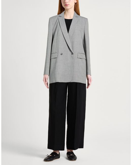 Twinset Gray Blazer Polyester, Viscose, Wool, Elastane