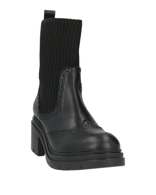 Inuovo Black Ankle Boots Leather, Textile Fibers