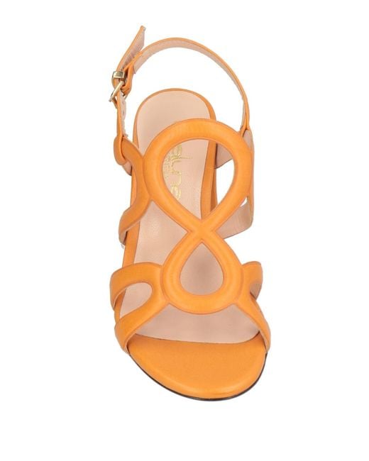 Evaluna Orange Sandals Leather