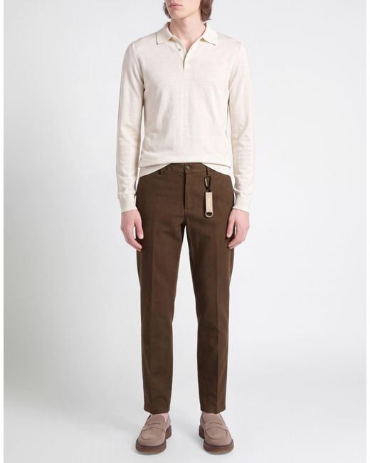 Manuel Ritz Brown Pants Cotton, Elastane for men
