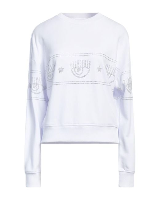 Chiara Ferragni White Sweatshirt Cotton, Elastane