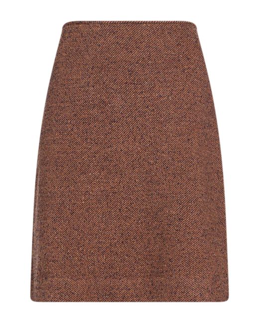 Amina Rubinacci Brown Mini Skirt Wool, Silk, Synthetic Fibers