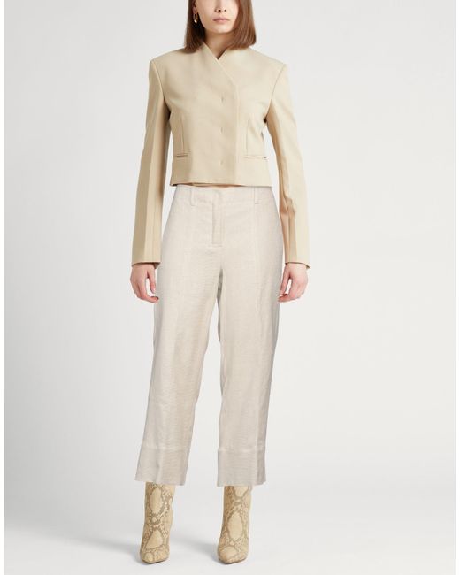 Max Mara White Pants Linen, Cotton, Elastane