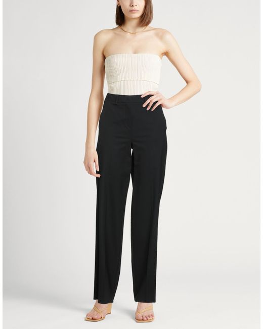 Marella Black Pants Polyester, Virgin Wool, Elastane