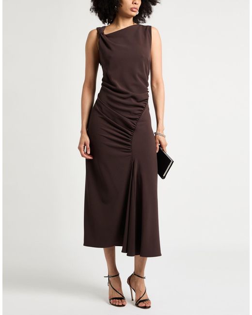 Imperial Brown Maxi Dress Polyester, Elastane
