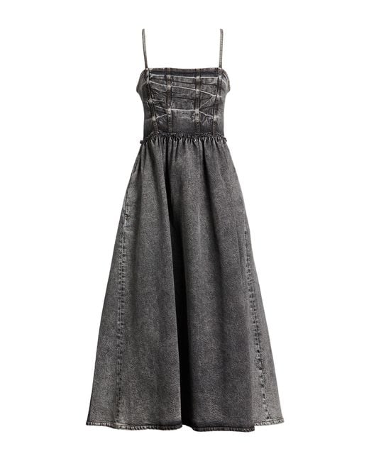 Ganni Gray Midi Dress Organic Cotton, Viscose, Elastane