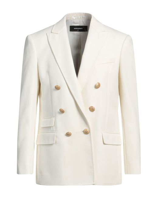 DSquared² White Ivory Blazer Polyester, Virgin Wool for men