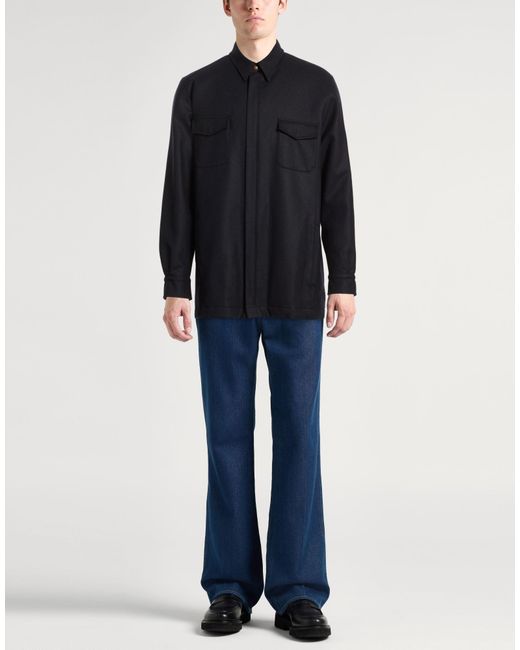 Boglioli Blue Shirt Virgin Wool, Polyamide, Acrylic, Cashmere, Elastane for men