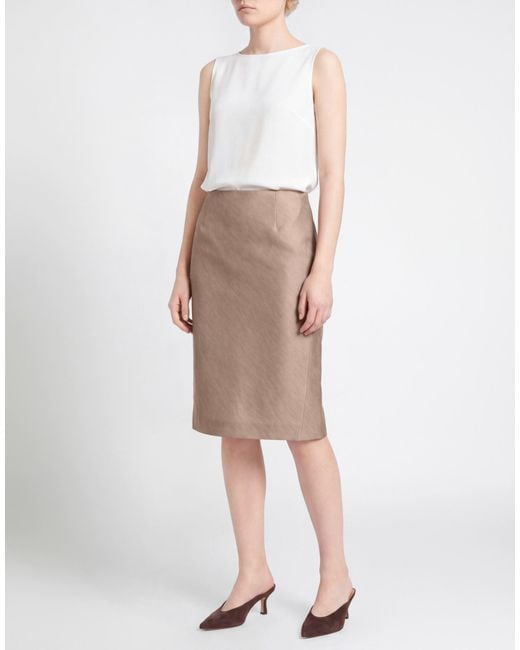 Philosophy Di Lorenzo Serafini Brown Sand Midi Skirt Polyester, Elastane