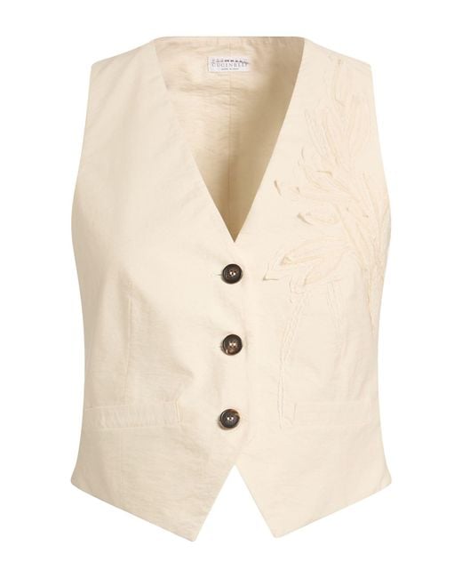 Brunello Cucinelli Natural Tailored Vest Cotton, Polyamide
