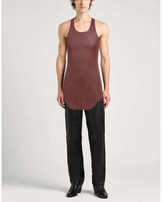 Rick Owens Purple Rust Tank Top Lambskin, Cotton, Lycra for men