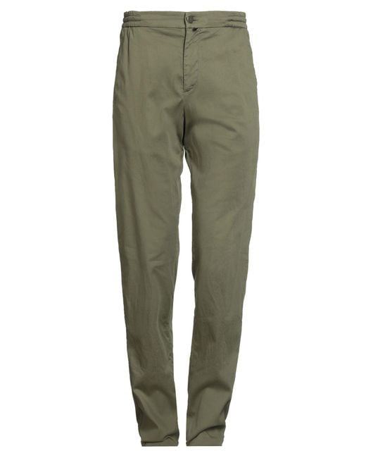 Kiton Green Military Pants Cotton, Lycra, Elastane for men
