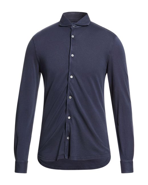 Fedeli Blue Shirt Cotton for men