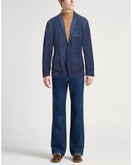120% Lino Blue Blazer Linen for men