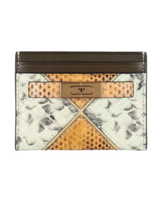Tarjetero Tory Burch de color Metallic