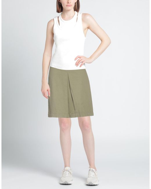 Peserico Green Easy Denim Skirt Cotton, Elastane