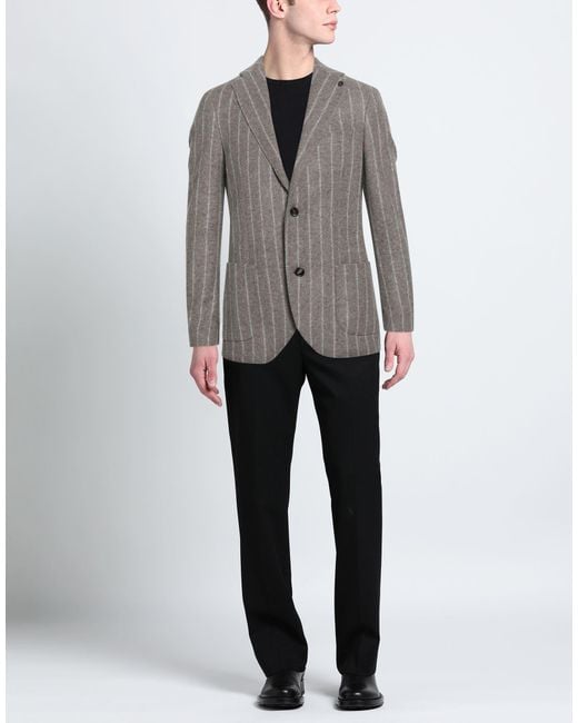 BRERAS Milano Gray Khaki Blazer Acrylic, Shetland Wool, Polyester for men