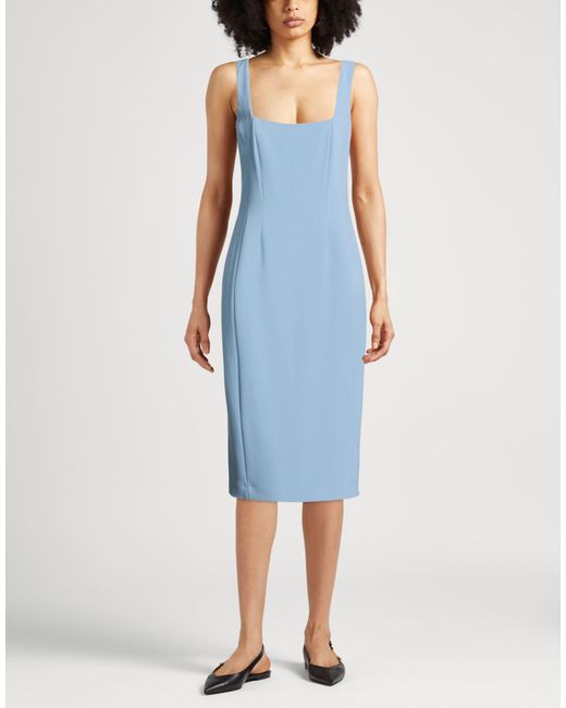 Max Mara Blue Midi Dress Viscose, Elastane