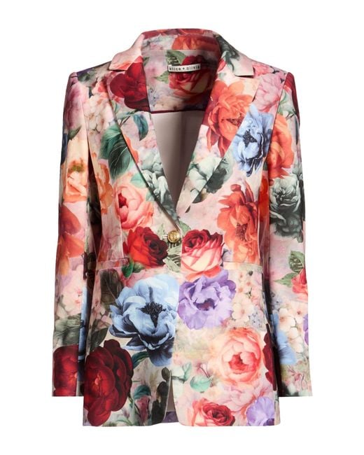 Alice + Olivia Red Blazer Recycled Polyester, Polyester, Elastane